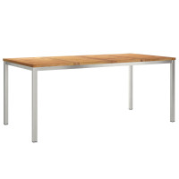 Produktbild för Matbord 180x90x75 cm Massivt teakträ och rostfritt stål
