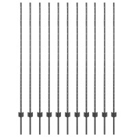 Produktbild för Inbäddad staketpost 11 pcs Grå 200 cm Pulverlackerat stål