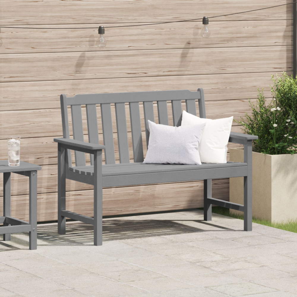 Produktbild för Trädgårdsbänk Ljusgrå 120 x 59 x 88 cm HDPE