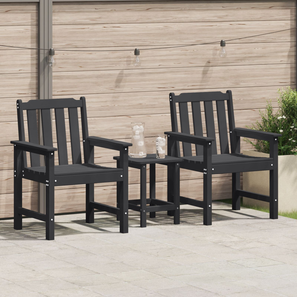Produktbild för Trädgårdsstol 2 pcs Svart 65,5 x 59 x 88 cm HDPE