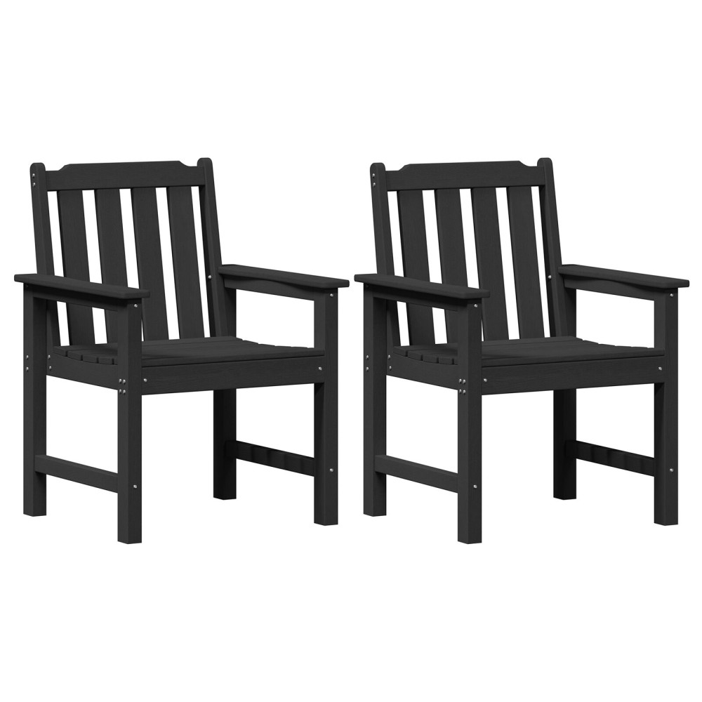 Produktbild för Trädgårdsstol 2 pcs Svart 65,5 x 59 x 88 cm HDPE