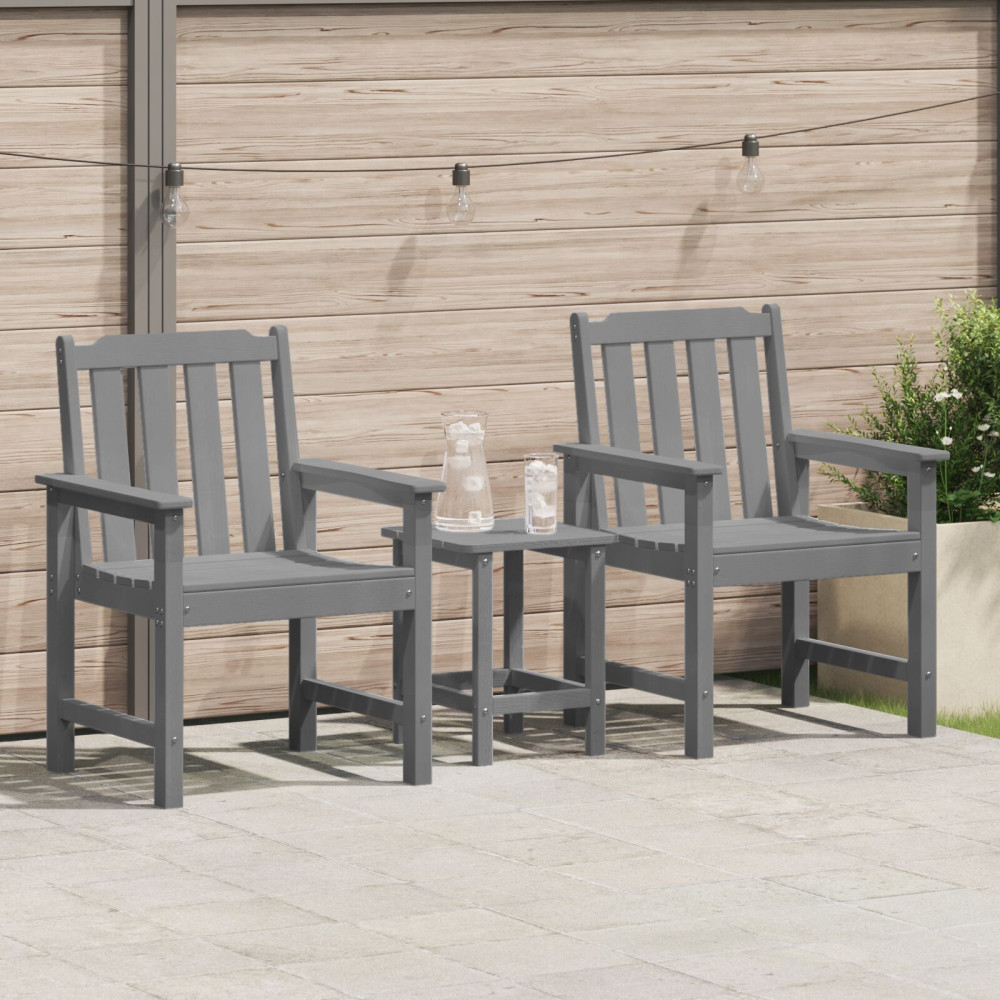 Produktbild för Trädgårdsstol 2 pcs Ljusgrå 65,5 x 59 x 88 cm HDPE