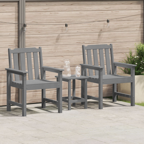 vidaXL Trädgårdsstol 2 pcs Ljusgrå 65,5 x 59 x 88 cm HDPE
