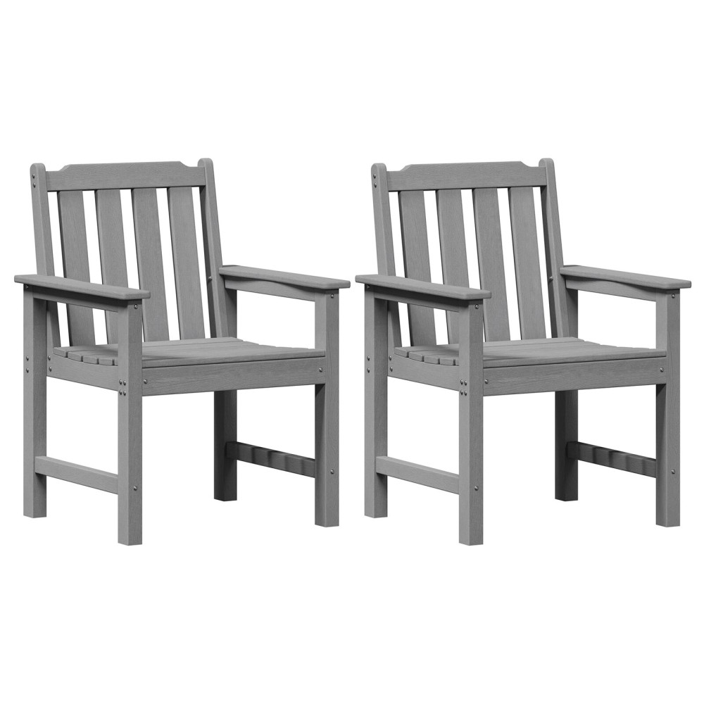 Produktbild för Trädgårdsstol 2 pcs Ljusgrå 65,5 x 59 x 88 cm HDPE