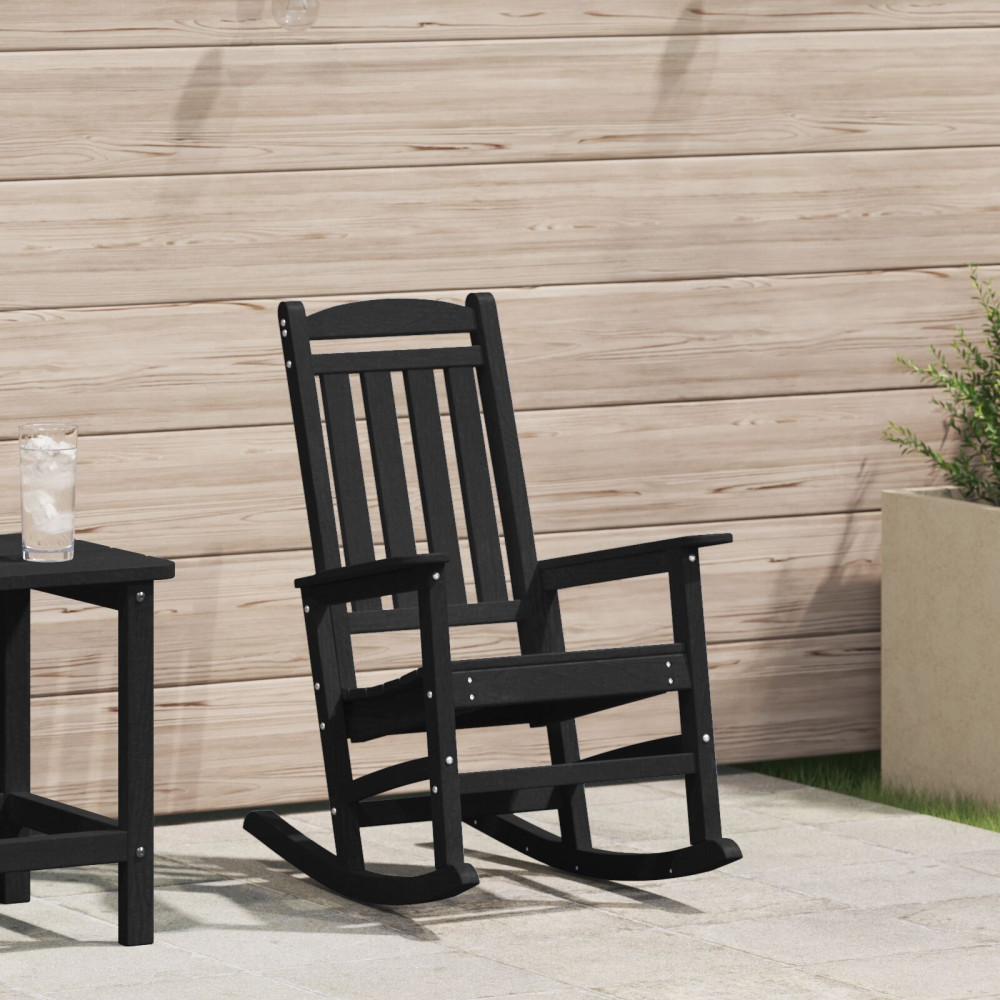 Produktbild för Trädgårdsgungstol Svart 92 x 70 x 108 cm HDPE