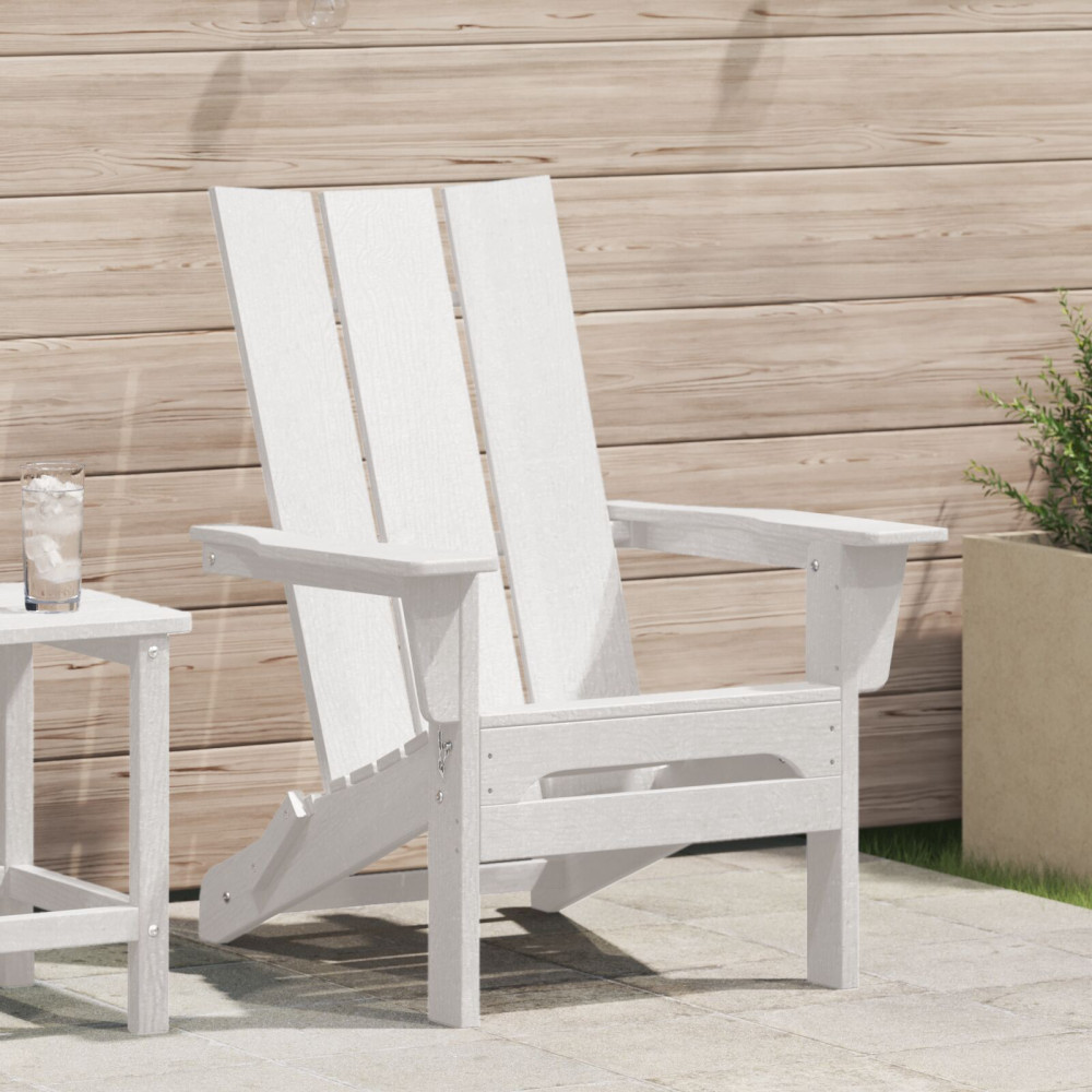 Produktbild för Fällbar Adirondack Stol Vit 80,5 x 74,5 x 92 cm HDPE
