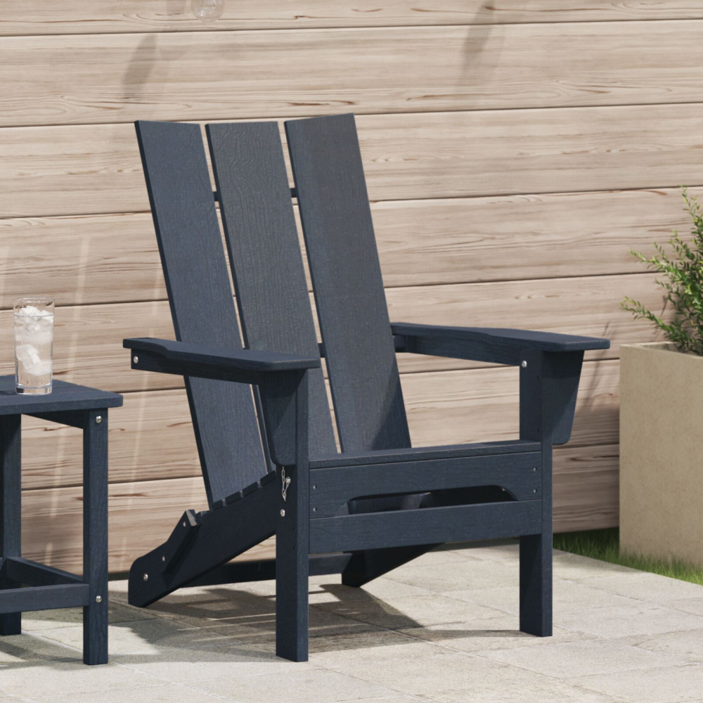 Produktbild för Fällbar Adirondack Stol Mörkblå 80,5 x 74,5 x 92 cm HDPE