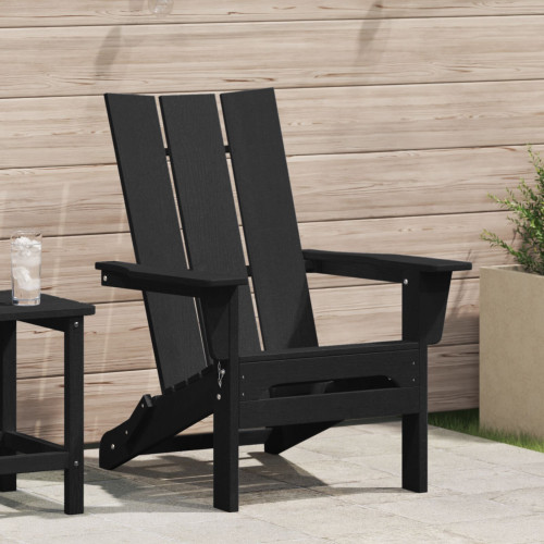 vidaXL Fällbar Adirondack Stol Svart 80,5 x 74,5 x 92 cm HDPE