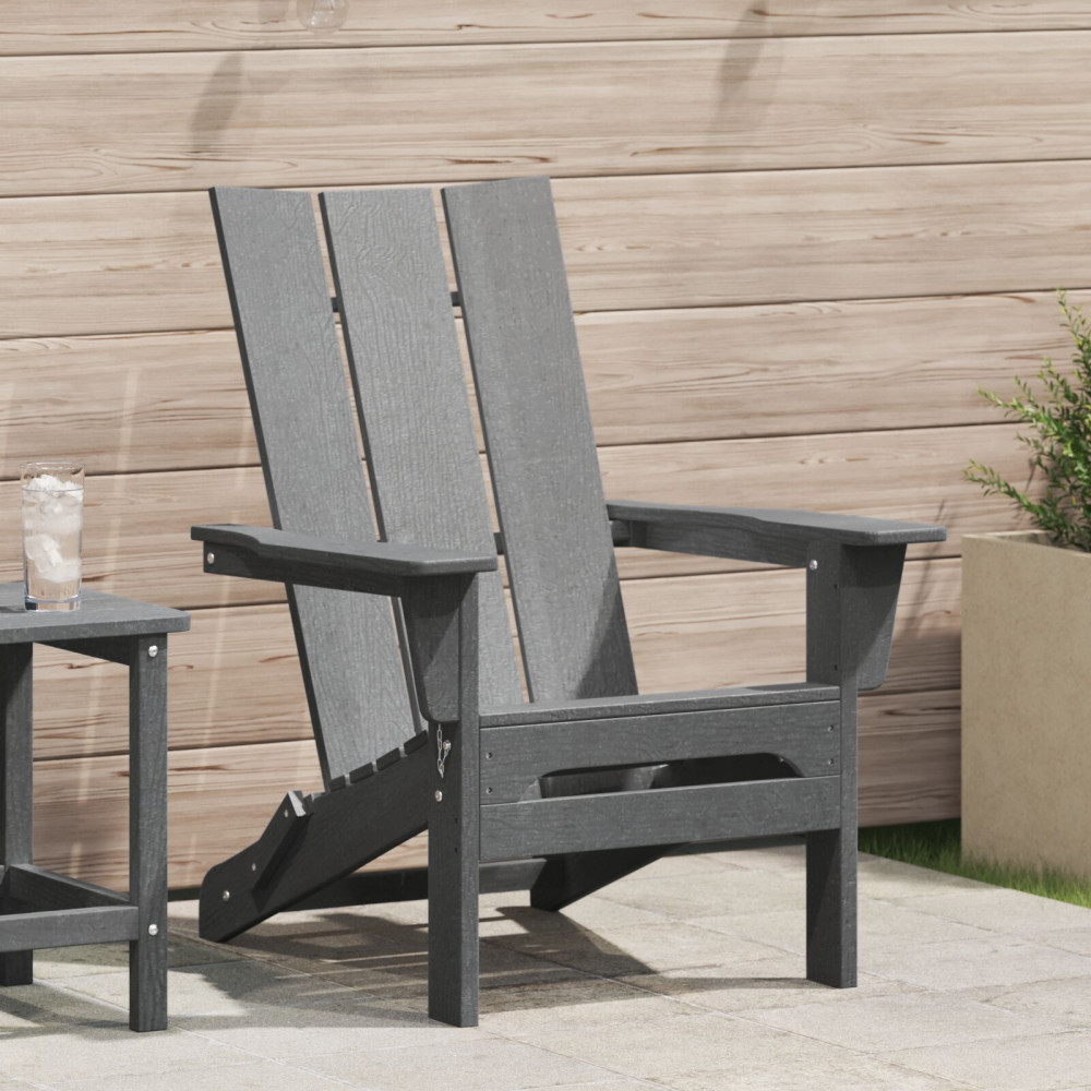 Produktbild för Fällbar Adirondack Stol Ljusgrå 80,5 x 74,5 x 92 cm HDPE