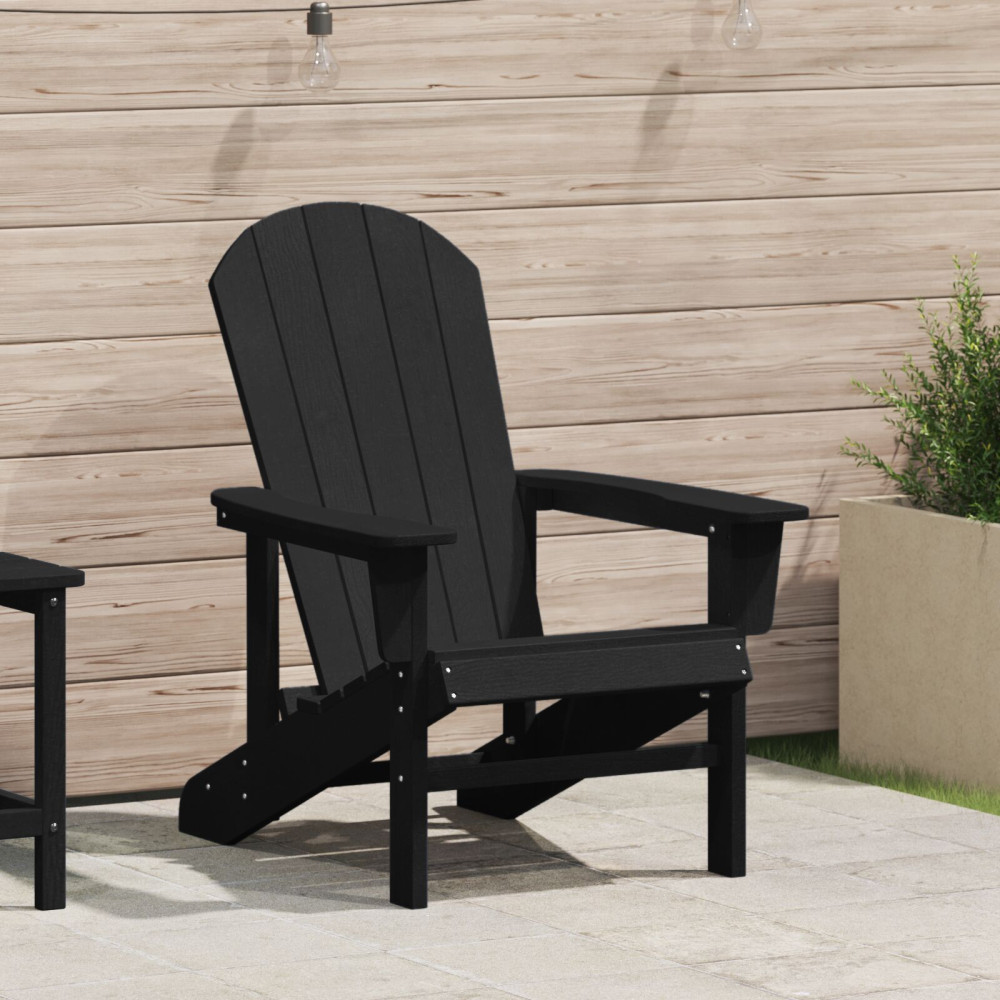 Produktbild för Adirondackstol Svart 82 x 74 x 92 cm HDPE