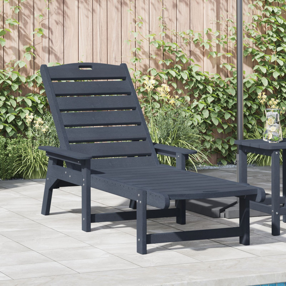 Produktbild för Solstol Mörkblå 195,5 x 53 x 98,5 cm HDPE