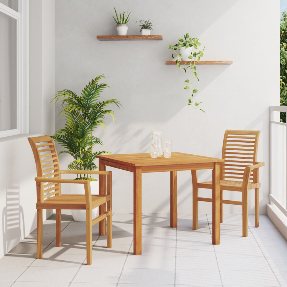Produktbild för Matstol 2 pcs Brun 62 x 55 x 94 cm Massivt teakträ