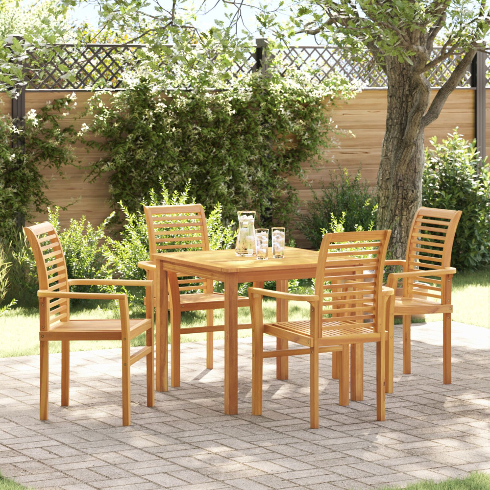 Produktbild för Matstol 4 pcs Brun 62 x 55 x 94 cm Massivt teakträ