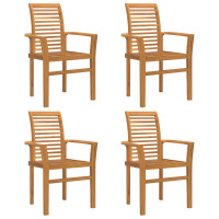 Produktbild för Matstol 4 pcs Brun 62 x 55 x 94 cm Massivt teakträ
