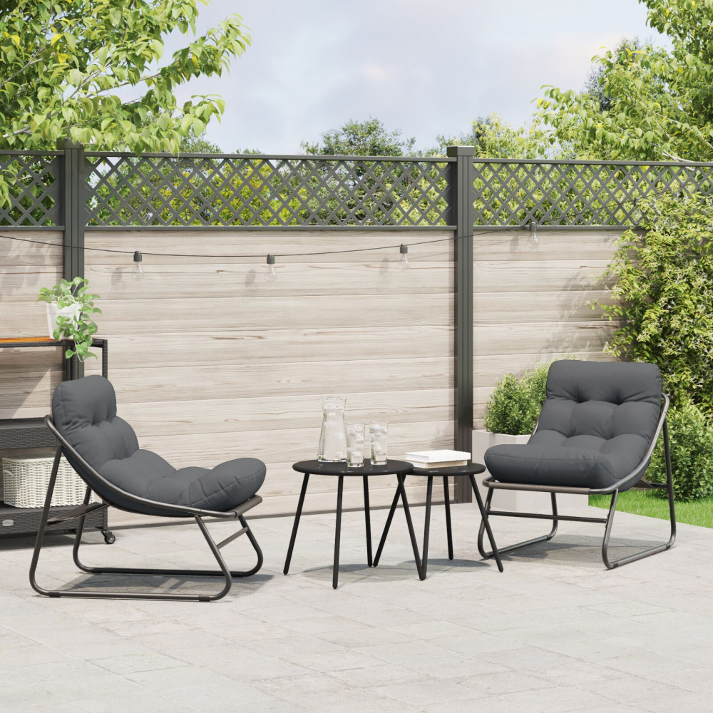 Produktbild för Trädgårdsmöbler med kudde 2 pcs Svart 60,5 x 81 x 71 cm