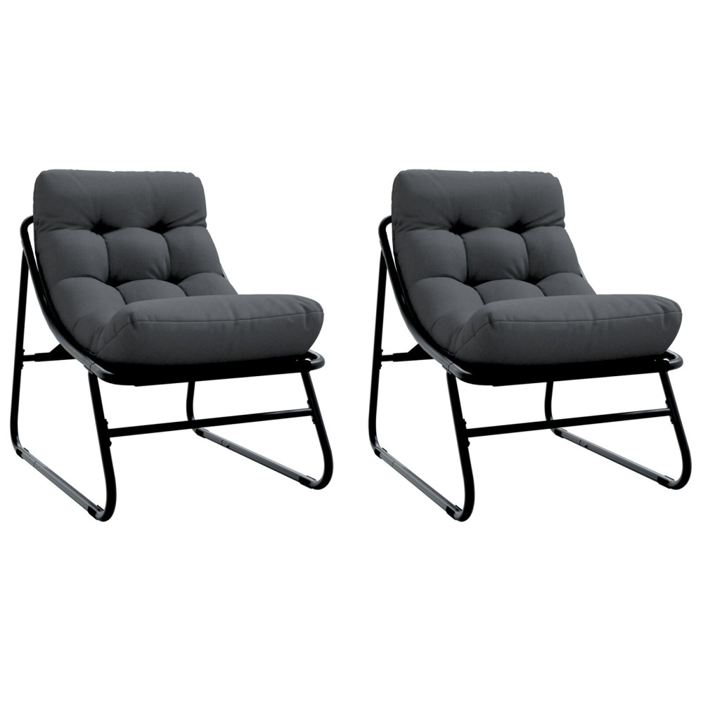 Produktbild för Trädgårdsmöbler med kudde 2 pcs Svart 60,5 x 81 x 71 cm
