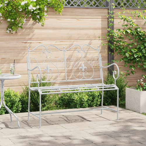 vidaXL Trädgårdsbänk Antik vit 104 x 54 x 93 cm Stål