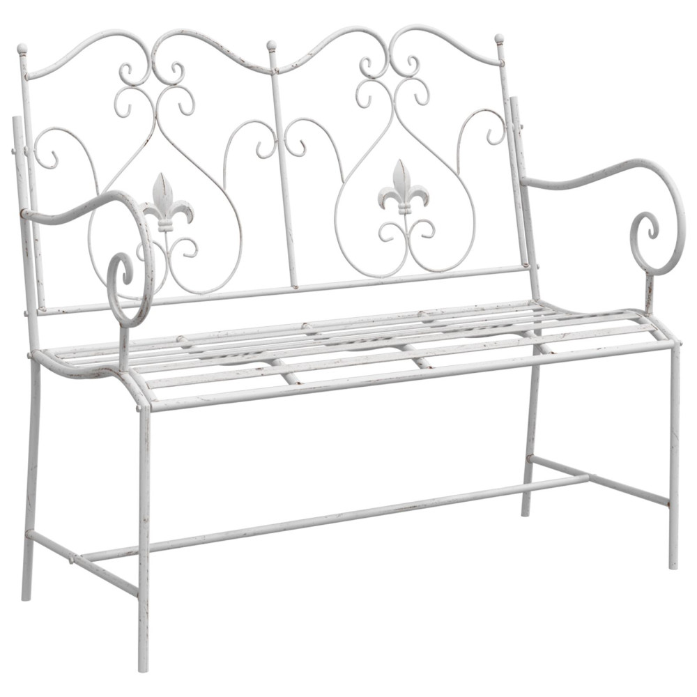 Produktbild för Trädgårdsbänk Antik vit 104 x 54 x 93 cm Stål