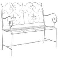 Produktbild för Trädgårdsbänk Antik vit 104 x 54 x 93 cm Stål
