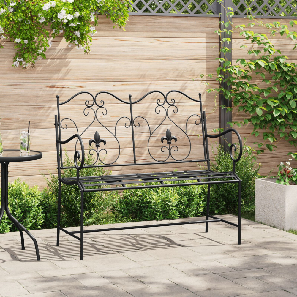 Produktbild för Trädgårdsbänk Svart 104 x 54 x 93 cm Stål