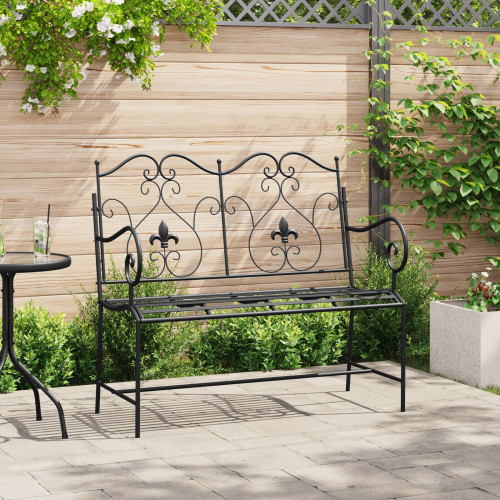 vidaXL Trädgårdsbänk Svart 104 x 54 x 93 cm Stål