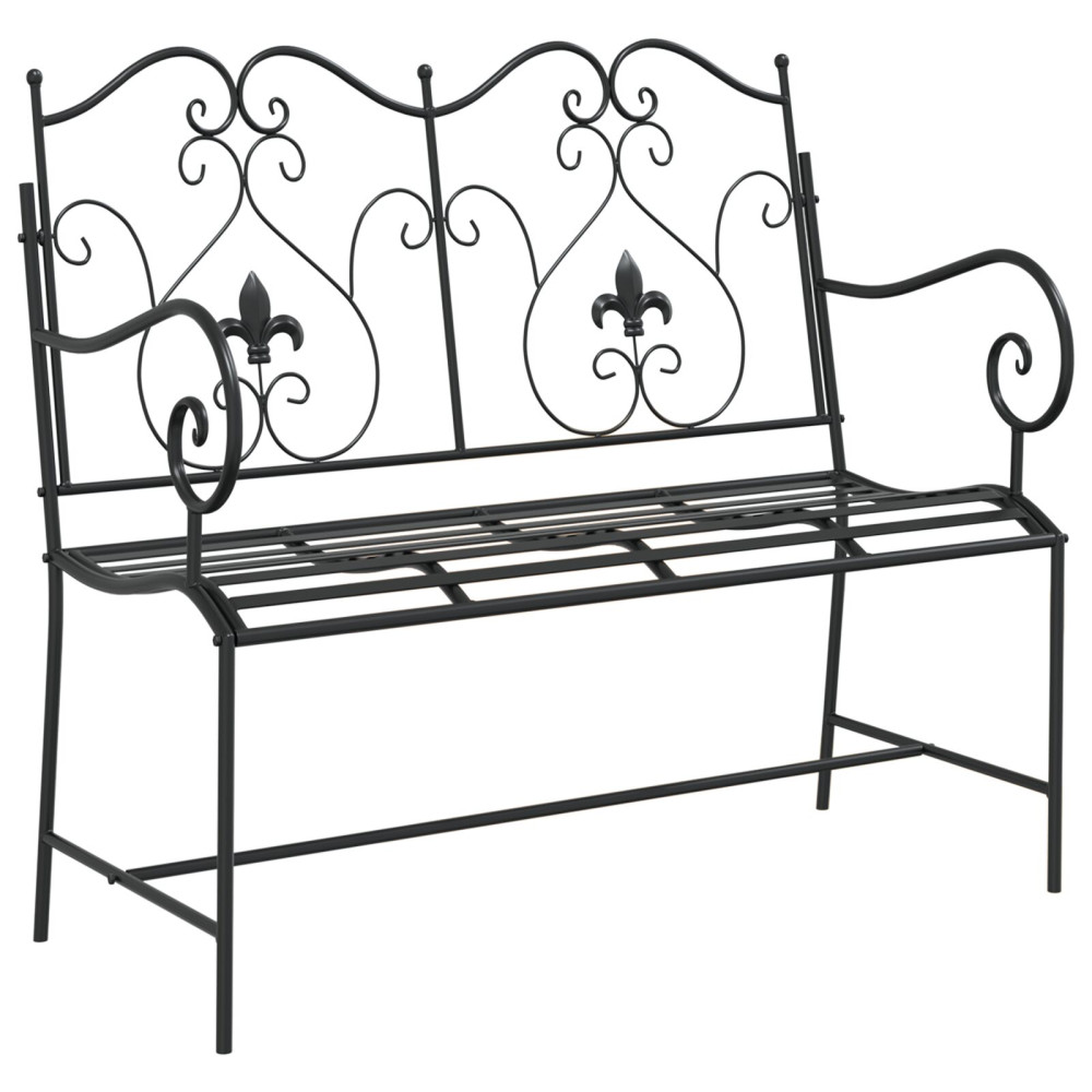 Produktbild för Trädgårdsbänk Svart 104 x 54 x 93 cm Stål
