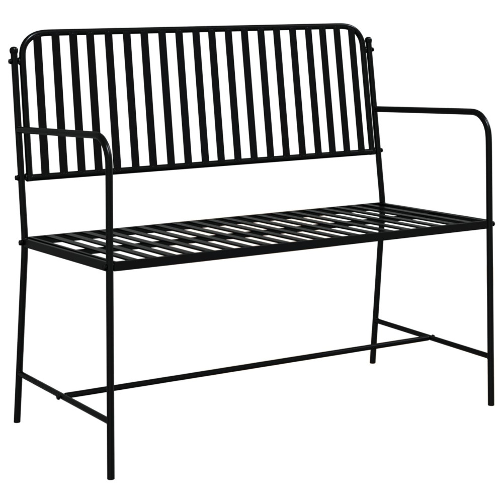 Produktbild för Trädgårdsbänk Svart 103,5 x 51,5 x 90 cm Stål