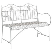Produktbild för Trädgårdsbänk Antik vit 103,5 x 59 x 89 cm Stål