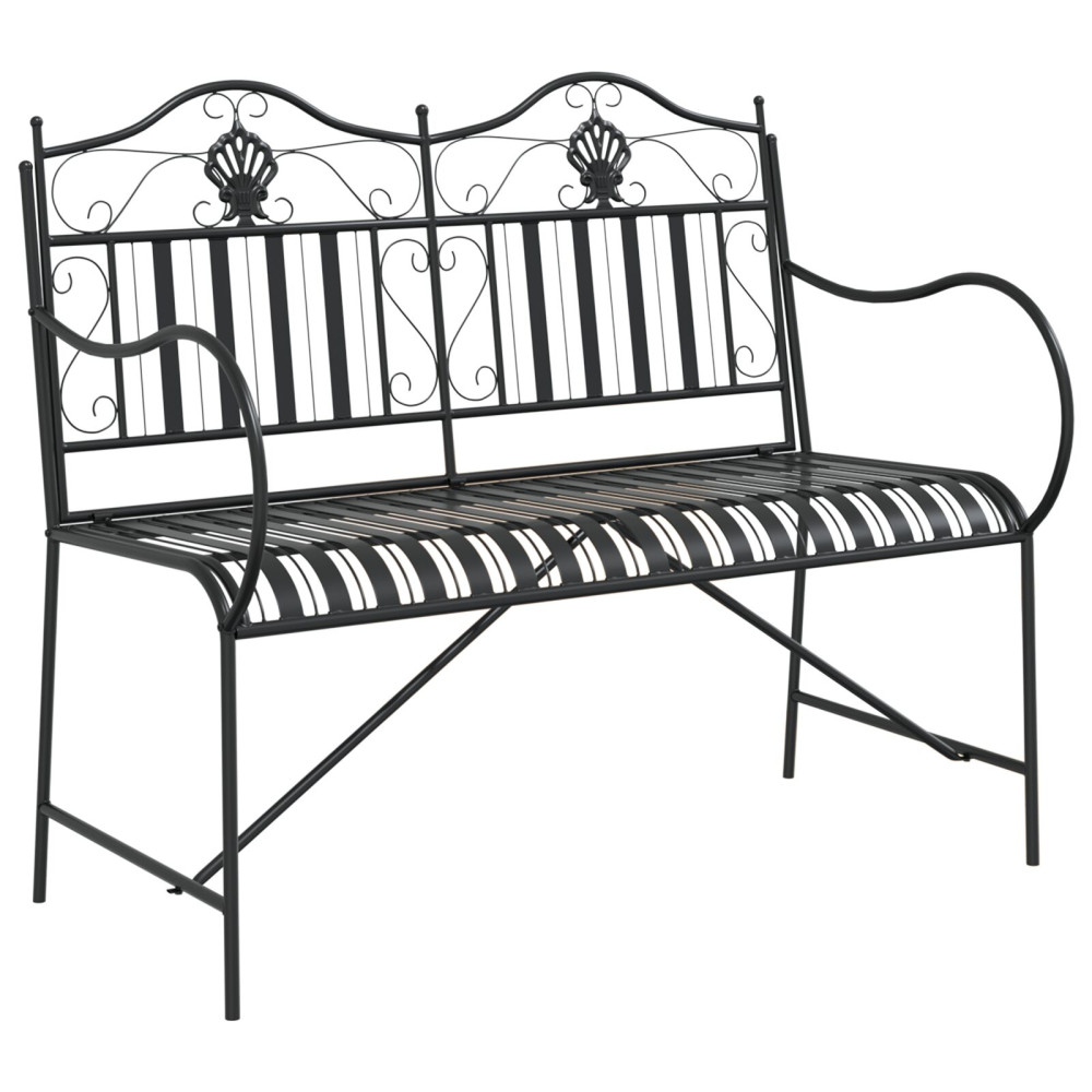 Produktbild för Trädgårdsbänk Svart 103,5 x 59 x 89 cm Stål