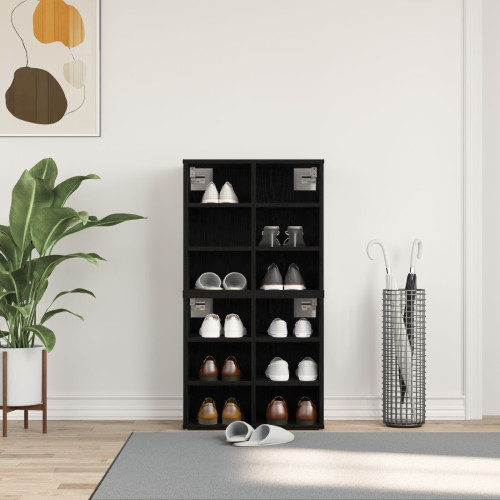 vidaXL Skoskåp 2 pcs Svart Ek 52 x 30 x 50,5 cm Konstruerat trä