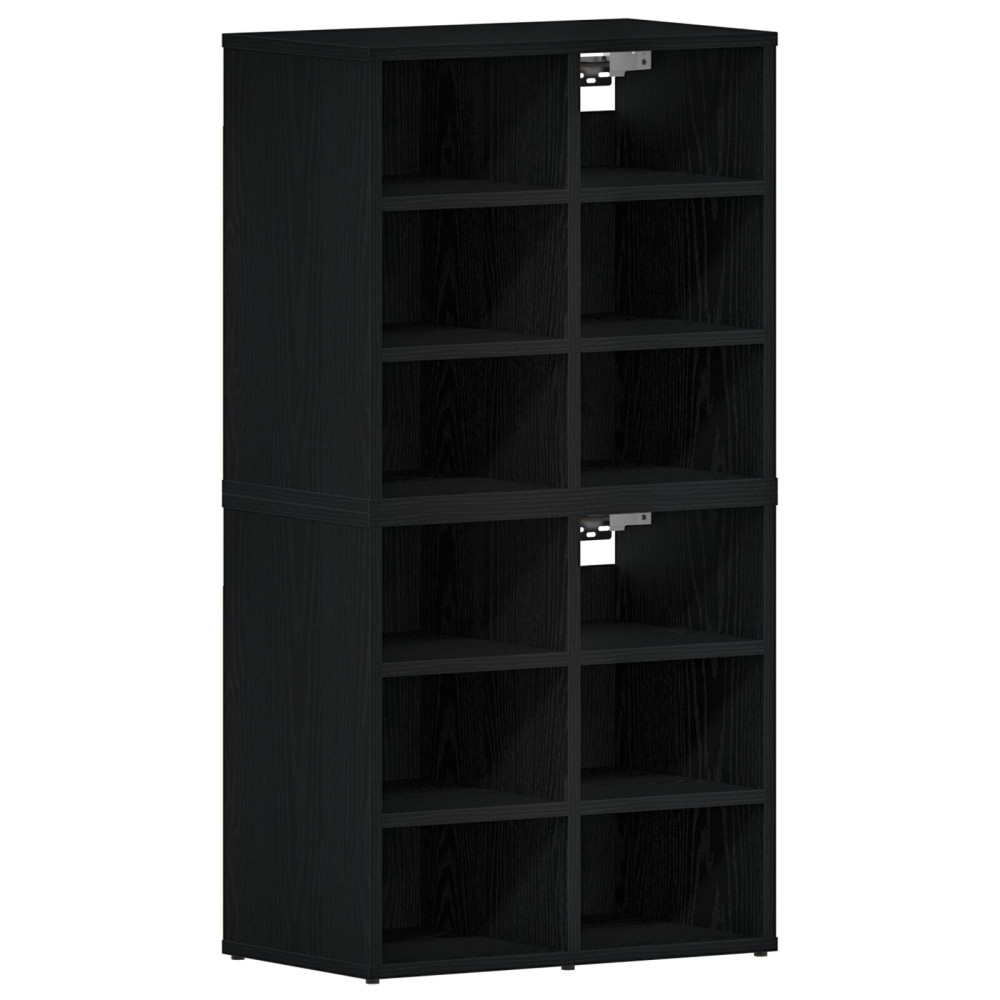 Produktbild för Skoskåp 2 pcs Svart Ek 52 x 30 x 50,5 cm Konstruerat trä