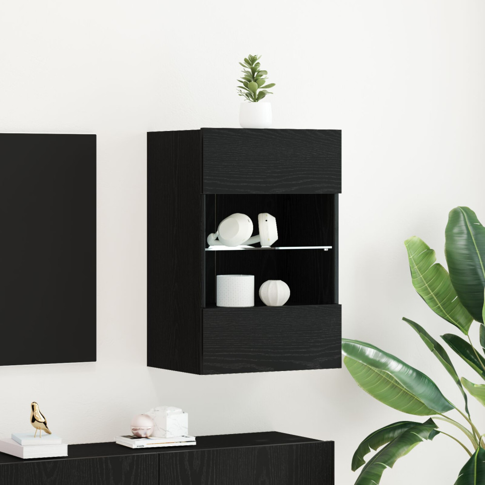 Produktbild för TV-bänkset 2 pcs Svart 40 x 30 x 60,5 cm Konstruerat trä