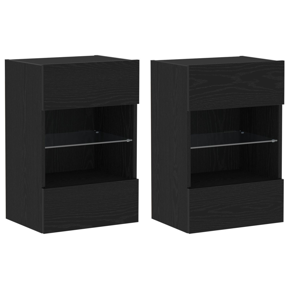 Produktbild för TV-bänkset 2 pcs Svart 40 x 30 x 60,5 cm Konstruerat trä
