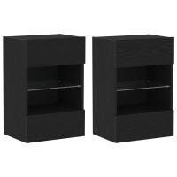 Produktbild för TV-bänkset 2 pcs Svart 40 x 30 x 60,5 cm Konstruerat trä