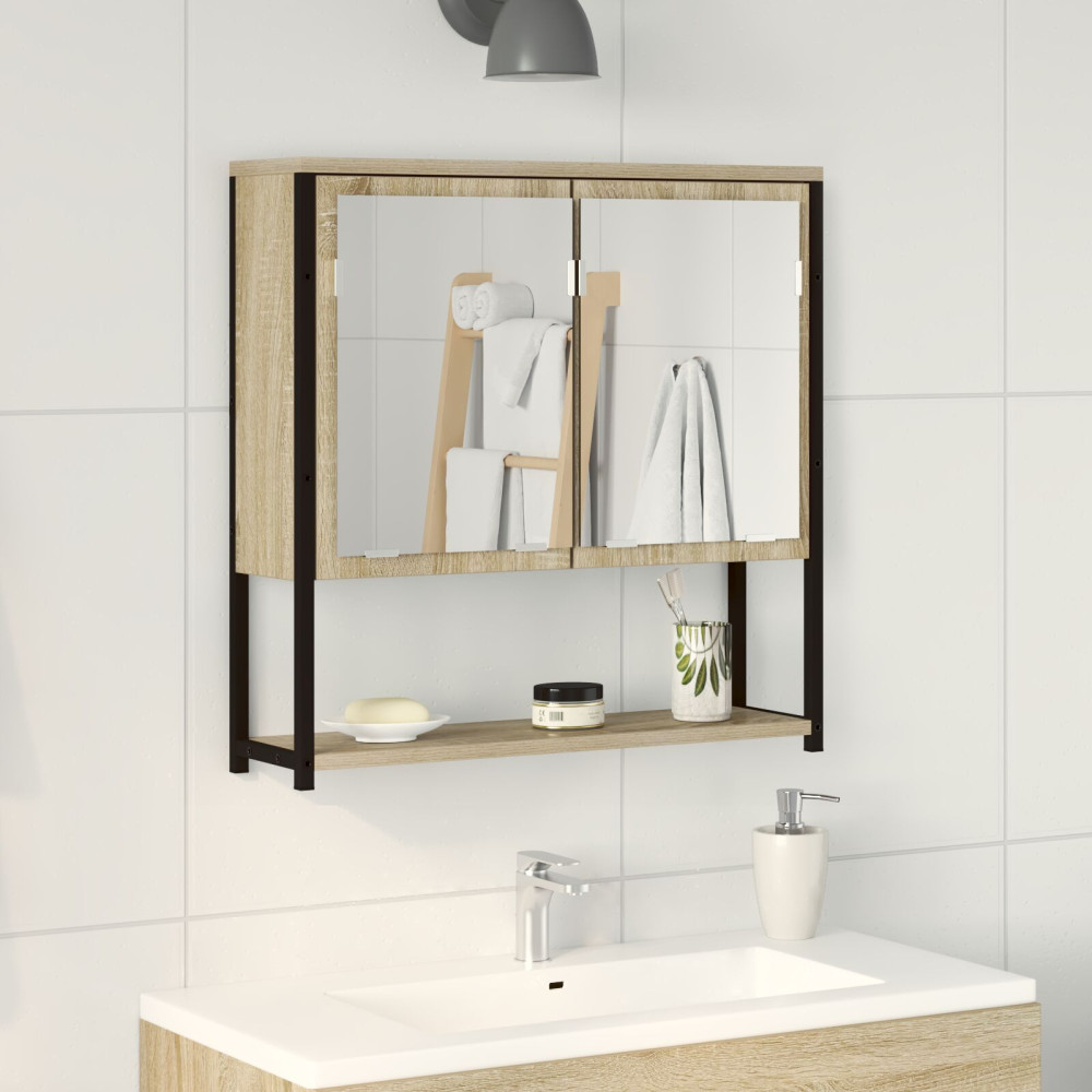 Produktbild för Badrumsspegel Beige 60 x 16 x 60 cm Glas och konstruerat trä