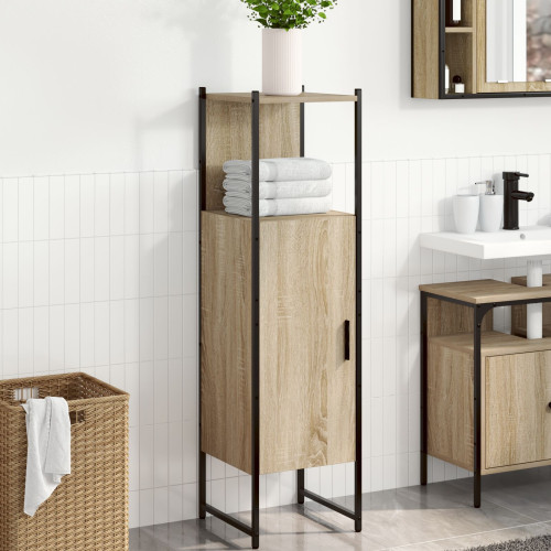vidaXL Badrumsskåp med hylla Beige 33 x 33 x 120,5 cm Konstruerat trä
