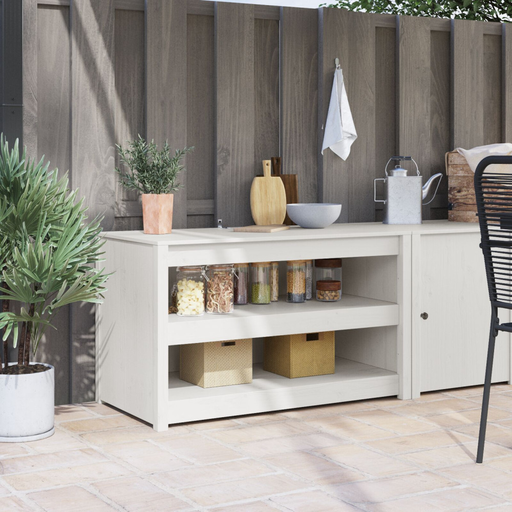 Produktbild för Köksskåp med hylla MEPPEL Vit 106 x 55 x 64 cm Massiv furu