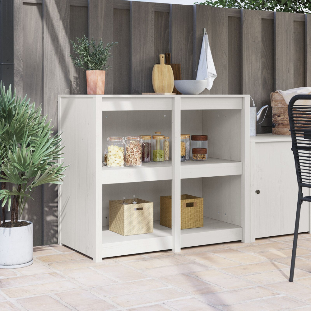 Produktbild för Köksskåp med hylla MEPPEL Varmvit 106 x 55 x 92 cm Massiv furu