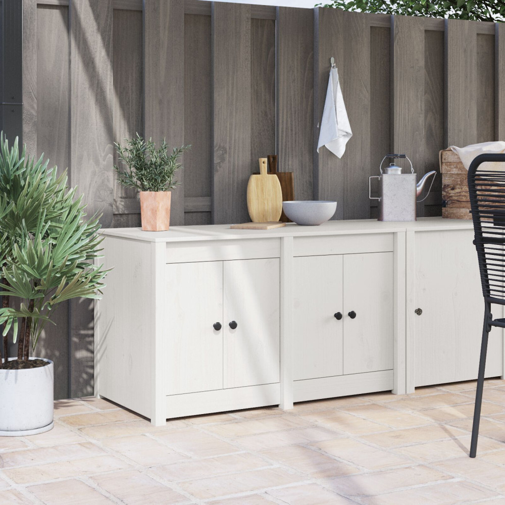 Produktbild för Köksskåp med hylla MEPPEL Vit 106 x 55 x 64 cm Massivt tallträ