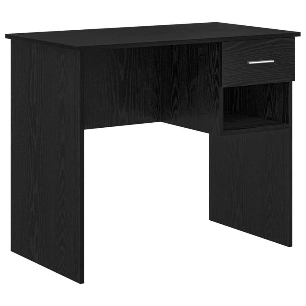 Produktbild för Skrivbord med låda Svart Ek 90 x 49 x 75 cm Konstruerat trä