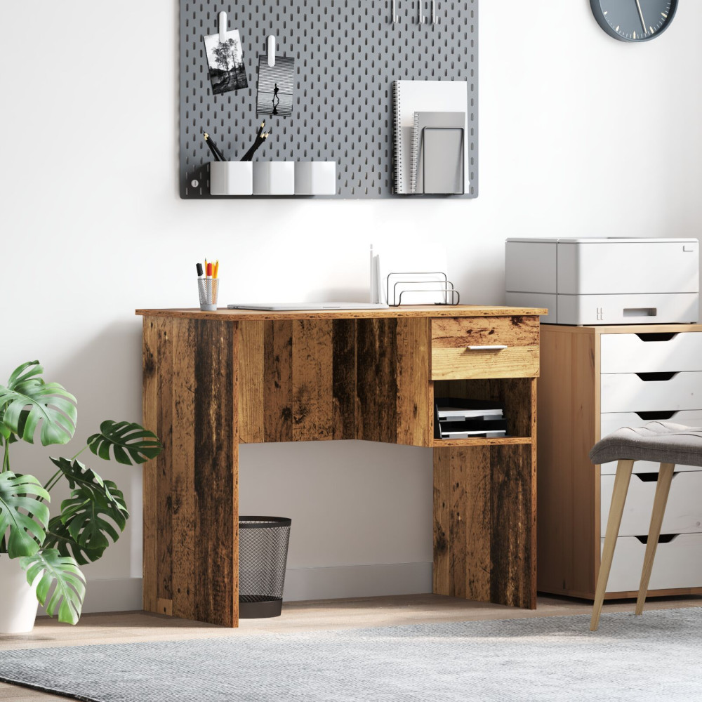 Produktbild för Skrivbord med låda Gammalt trä 90 x 49 x 75 cm Konstruerat trä