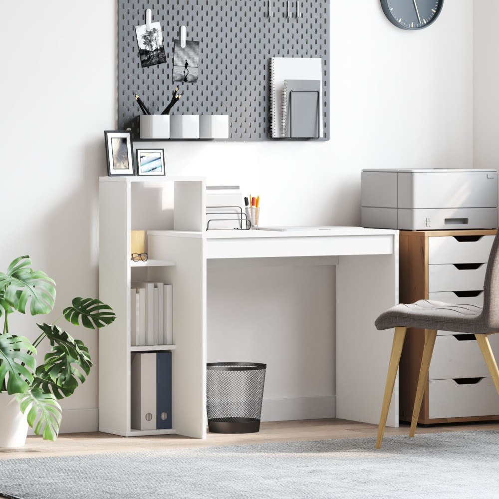 Produktbild för Skrivbord med hylla Vit 100 x 40 x 90 cm Konstruerat trä