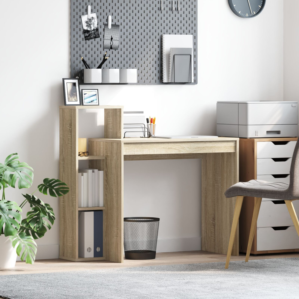 Produktbild för Skrivbord med hylla Sonoma-ek 100 x 40 x 90 cm Konstruerat trä