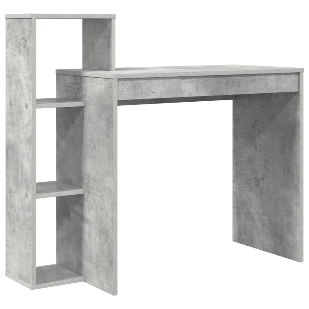 Produktbild för Skrivbord med hylla Betonggrå 100 x 40 x 90 cm Konstruerat trä