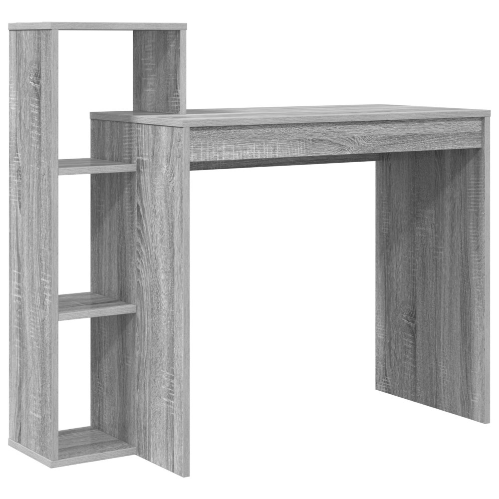 Produktbild för Skrivbord med hylla Grå Sonoma 100 x 40 x 90 cm Konstruerat trä