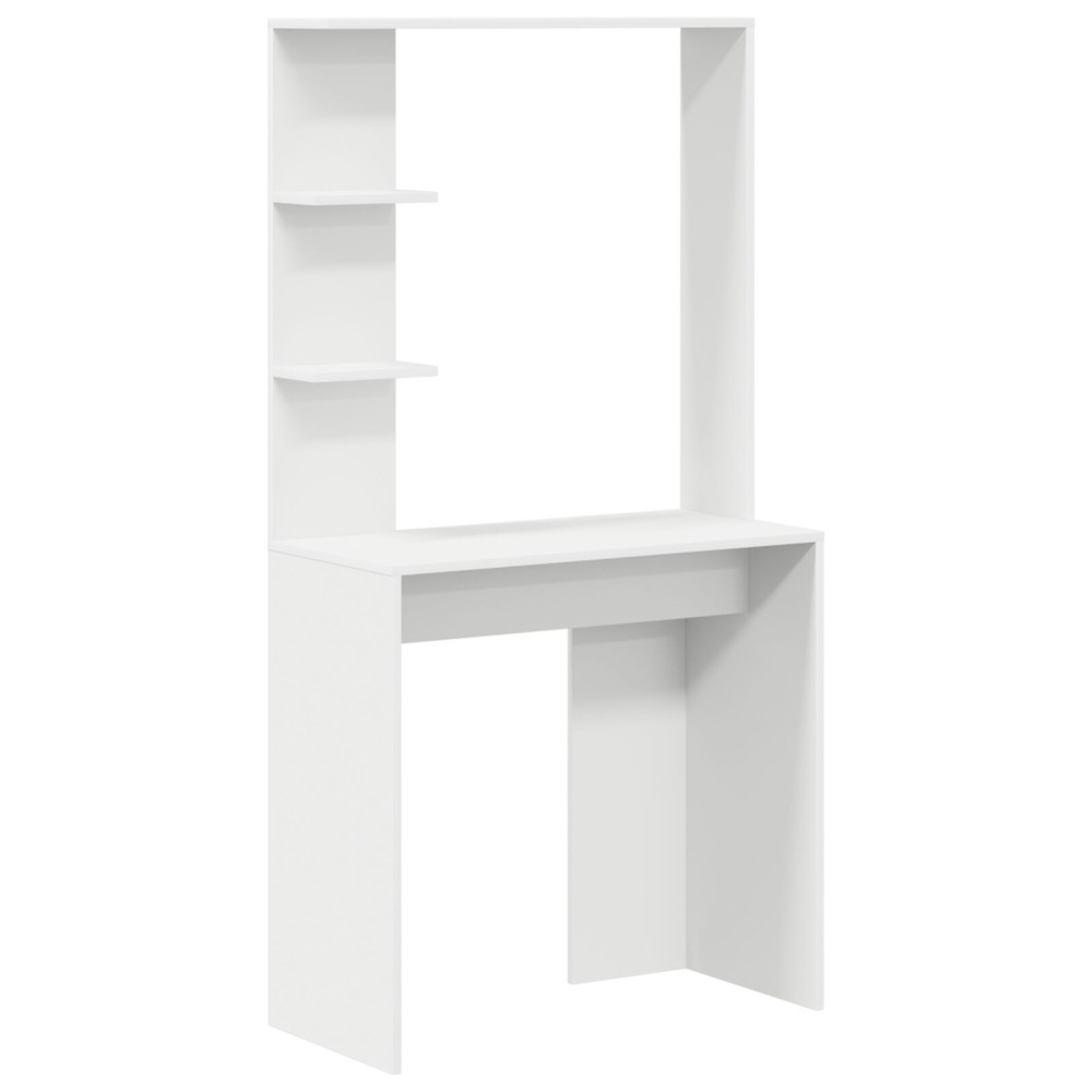 Produktbild för Skrivbord med hylla Vit 78,5 x 37 x 154,5 cm Konstruerat trä