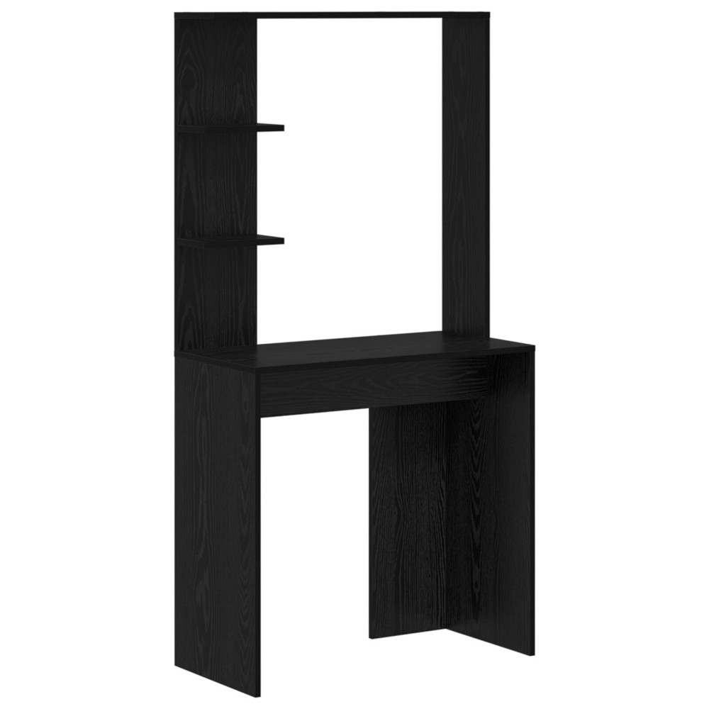 Produktbild för Skrivbord Svart Ek 78,5 x 37 x 154,5 cm Konstruerat trä