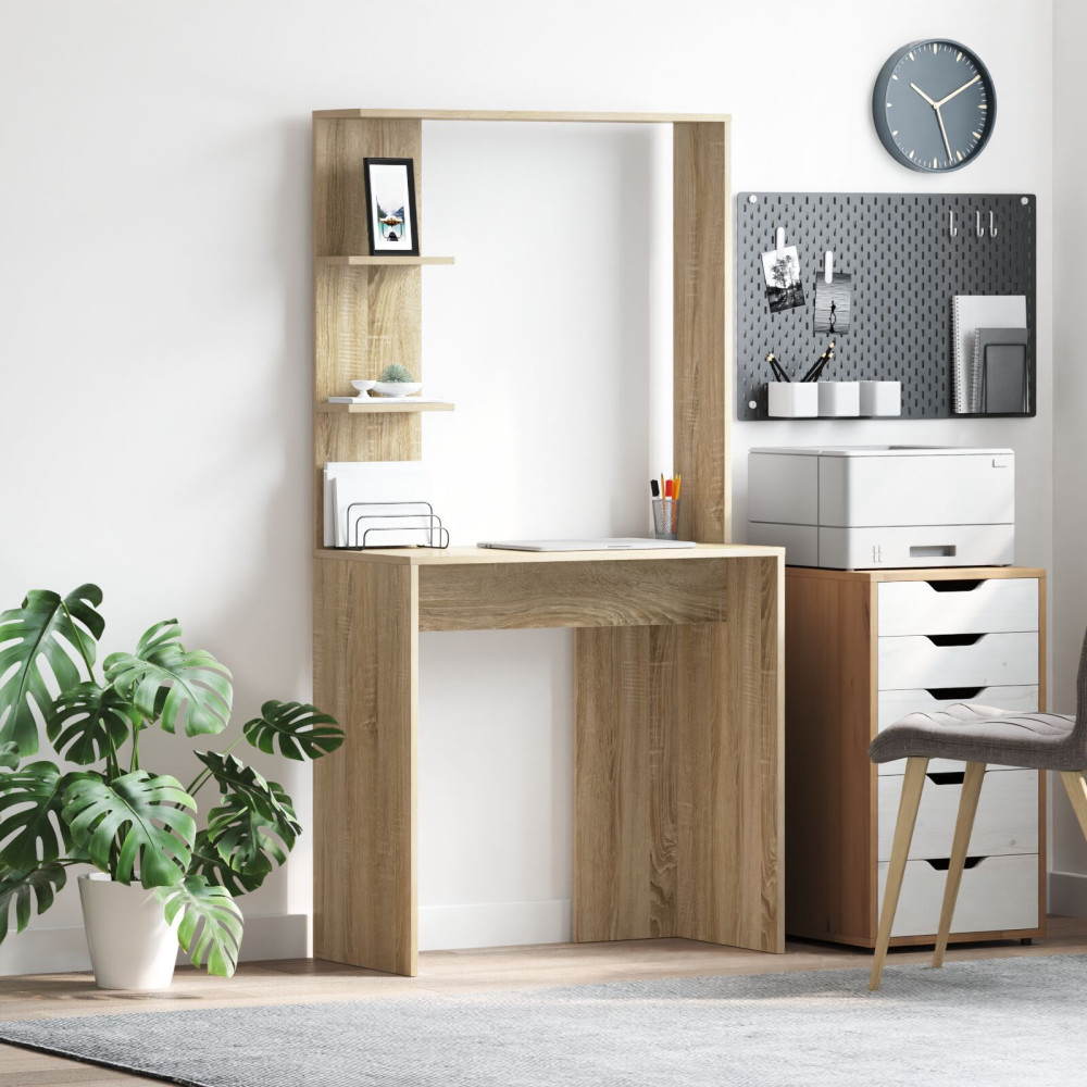 Produktbild för Skrivbord Sonoma-ek 78,5 x 37 x 154,5 cm Konstruerat trä