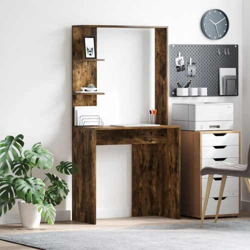 vidaXL Skrivbord Rökt ek 78,5 x 37 x 154,5 cm Konstruerat trä