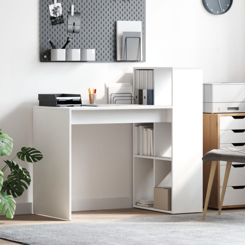 vidaXL Skrivbord med hylla Vit 108 x 55 x 103.5 cm Konstruerat trä